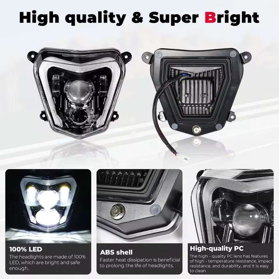 LED Headlight Hi/Low w/Angel Eyes DRL Assembly Kit For KTM Duke 690 2012-2019