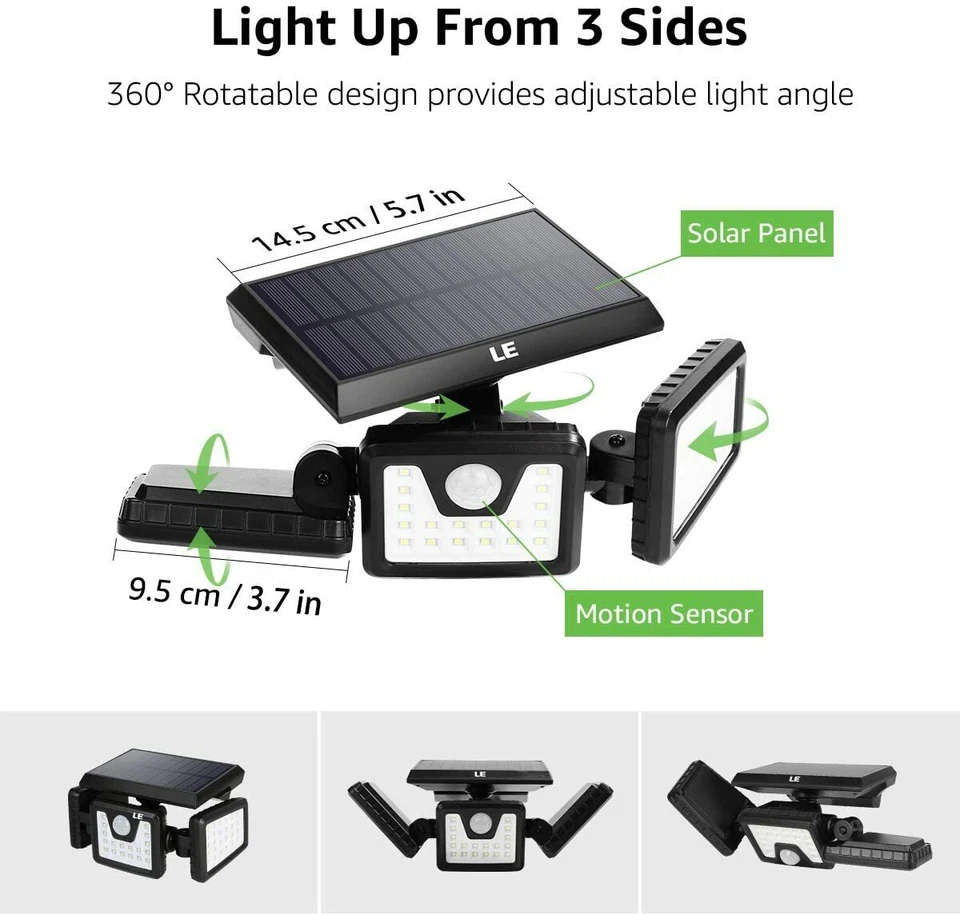 Outdoor Solar Lights Motion Sensor Wall Lights, 74-LEDs 3 Lighting Modes
