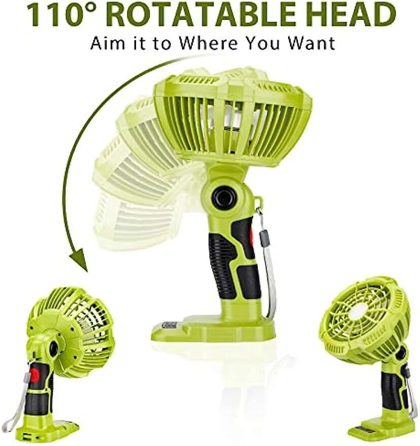Camping Fan Cordless Fan For Ryobi 18V Battery Fan Portable With Light Remote