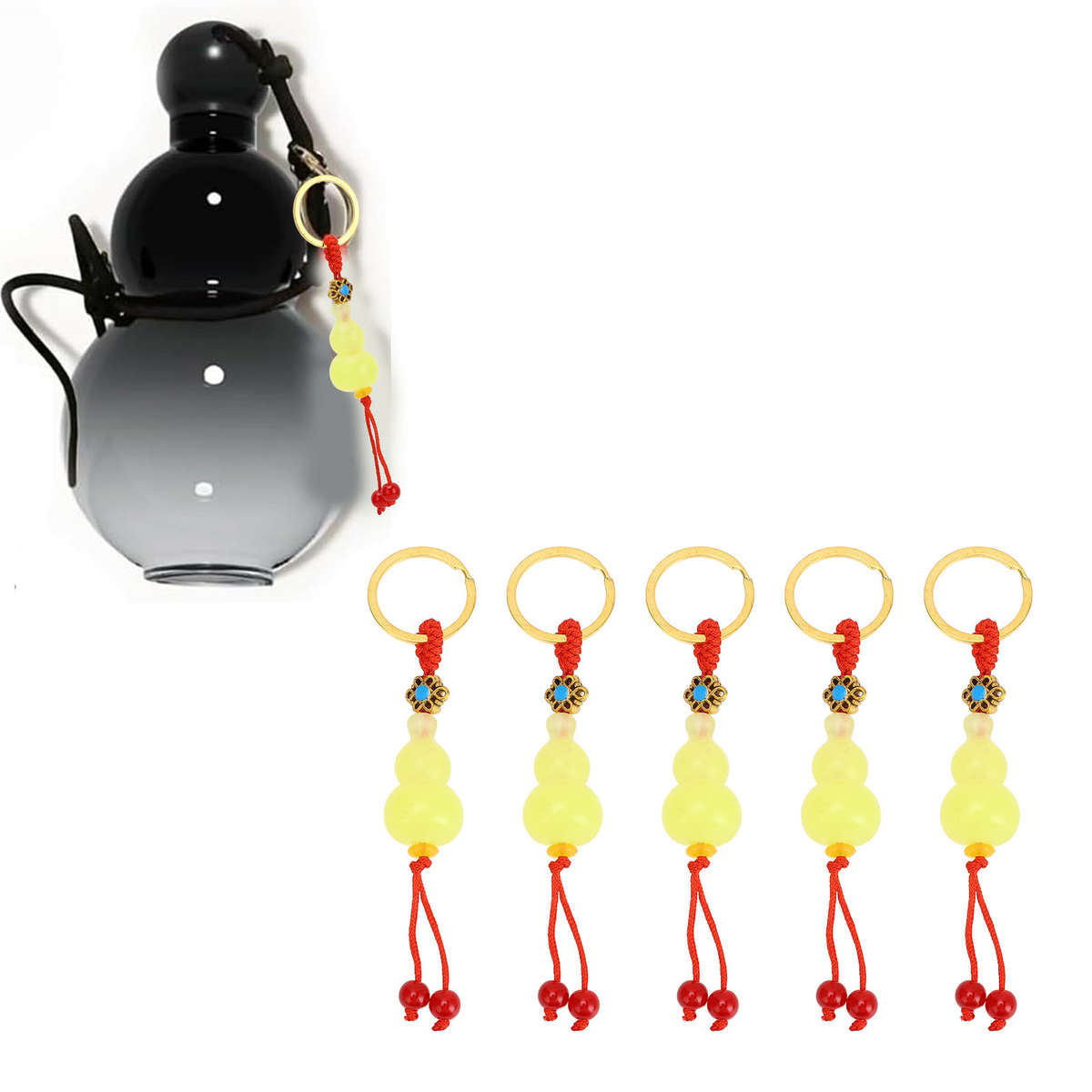 5Pcs Gourd Keychain Exquisite Craft Sturdy Multifunctiona