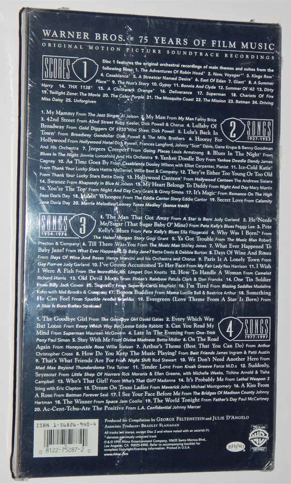 Warner Bros. ' 75 Years Entertaining the World: Film Music - 4 CD Presentation Set