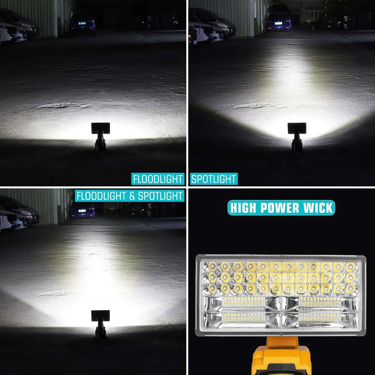 40W 4200LM Flashlight Led Work Light Floodlight Spotlight for Dewalt 18V 20V USB