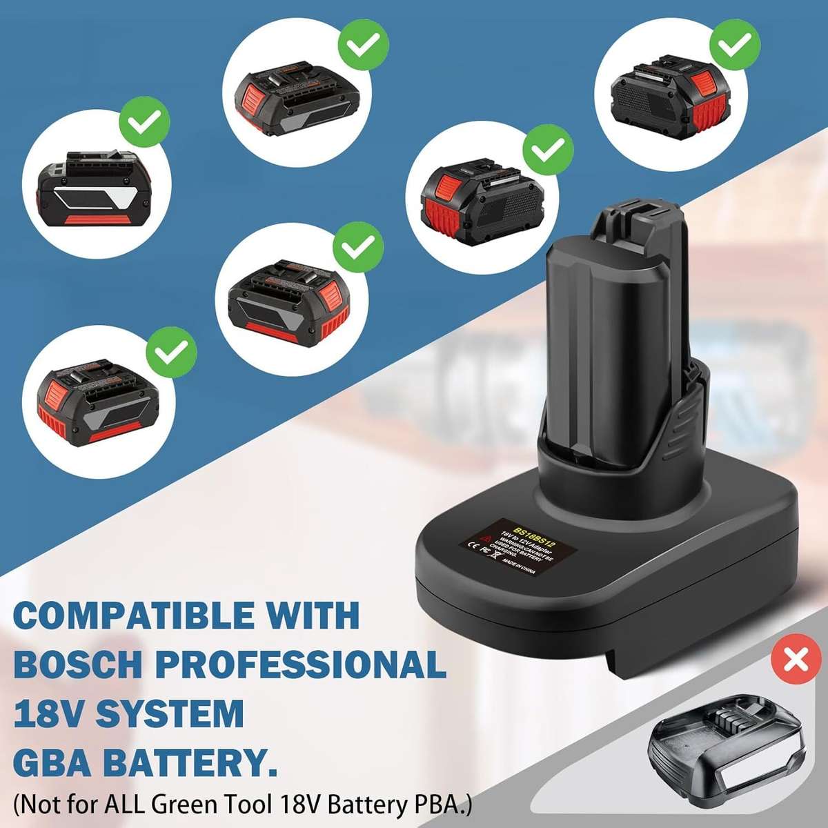 Battery Adapter for Bosch 18V Li-ion Converter to for Bosch 12V 10.8V Power Tool