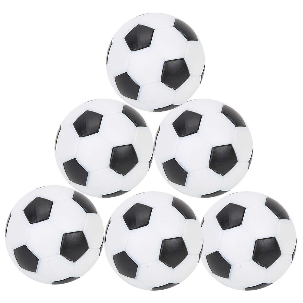 (6Pcs)Table Soccer Footballs Replacement Mini Plastic Black And White CH