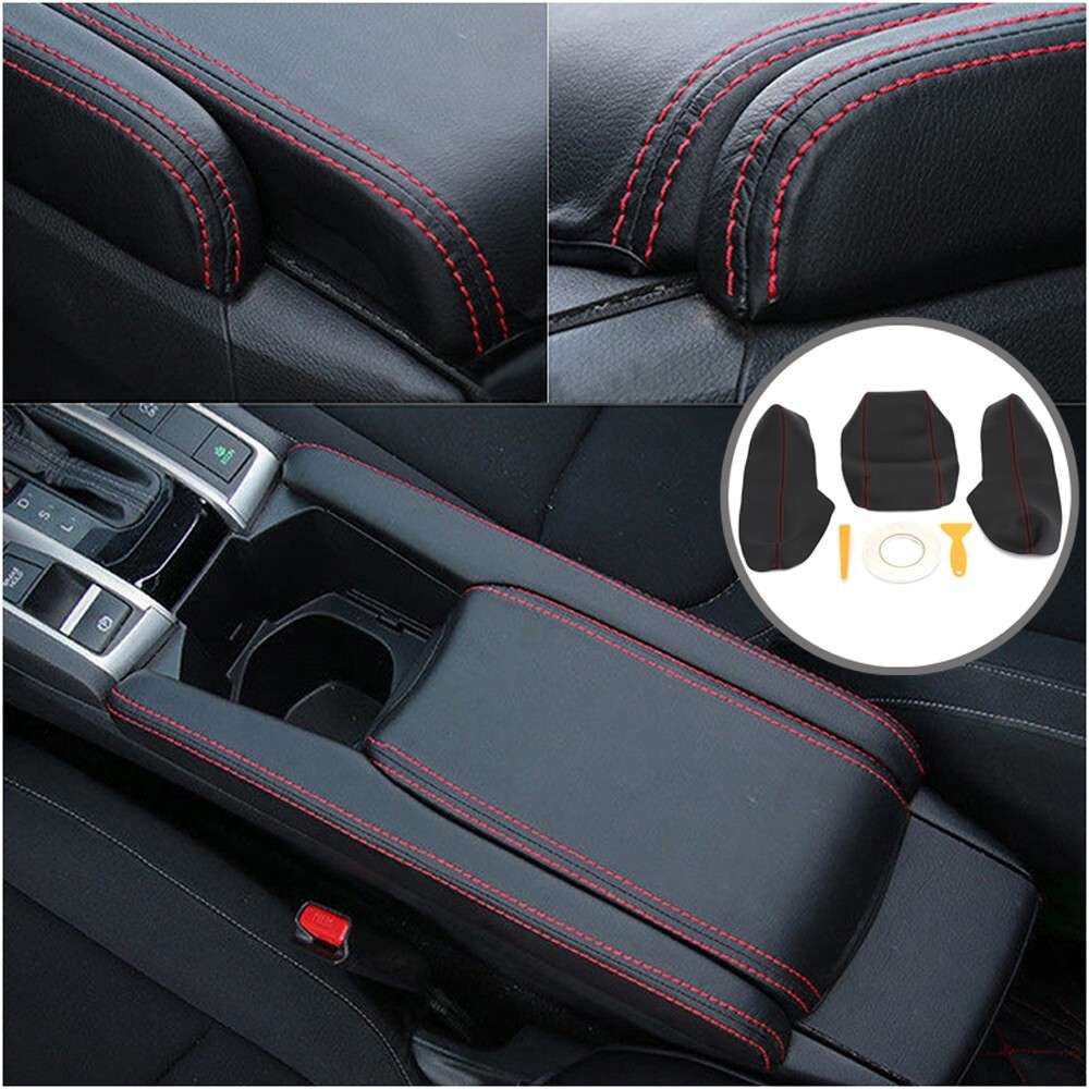 3x Car Armrest Box Cover Center Case Trim Waterproof For Civic 2016-2018