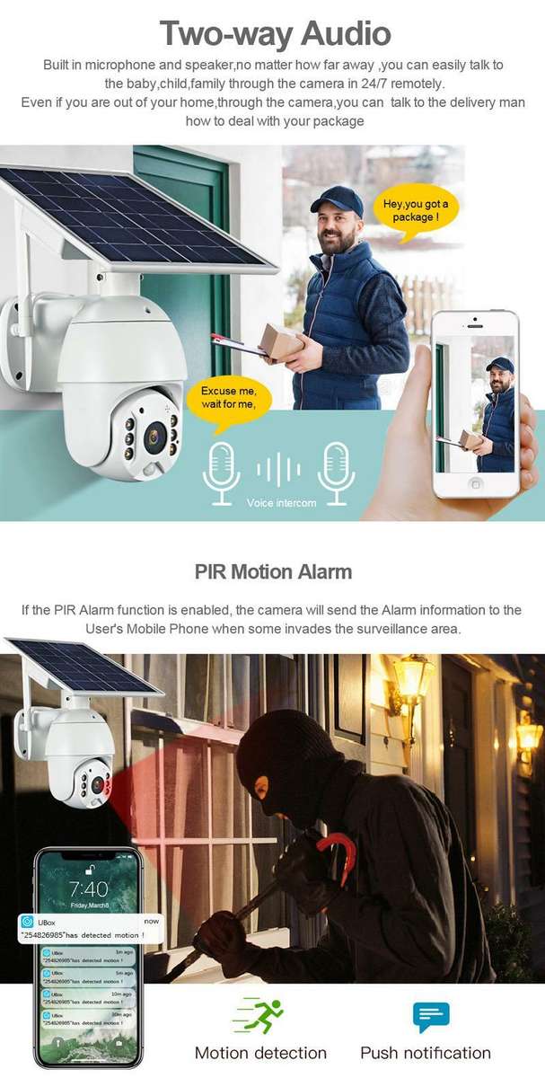 24/7 Solar Powered 4G Security 128GB Flood Light LED PTZ Home Camera Outdoor