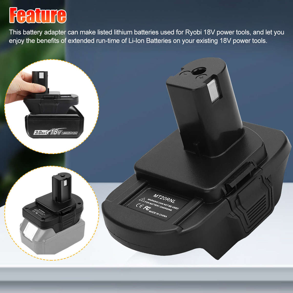 Battery Adapter MT20RNL for Makita Li-ion Batteries Convert for Ryobi 18V Tools