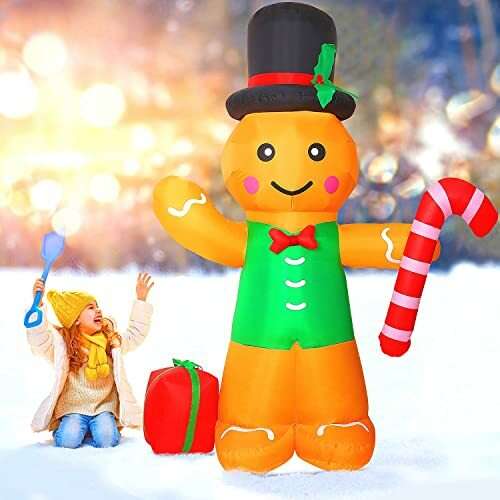 8Ft Christmas Gingerbread Man Decorations Outdoor 8Ft Christmas Inflatables