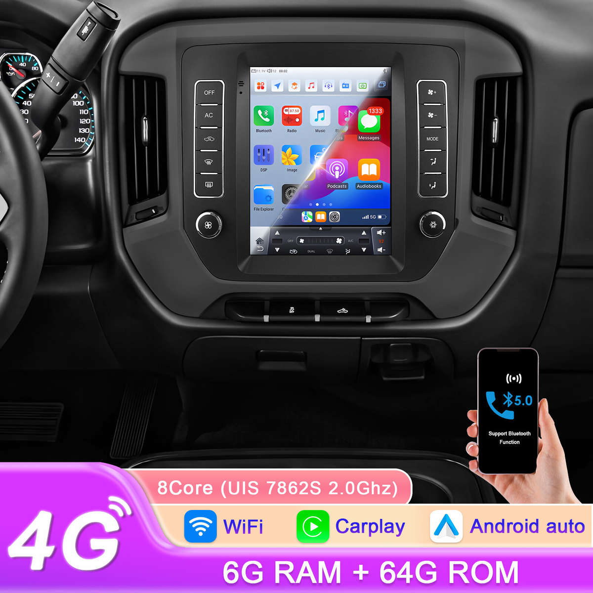 9.7"Android 13 For Chevrolet Silverado 2014-2018 GMC Sierra Carplay Radio 6+64GB