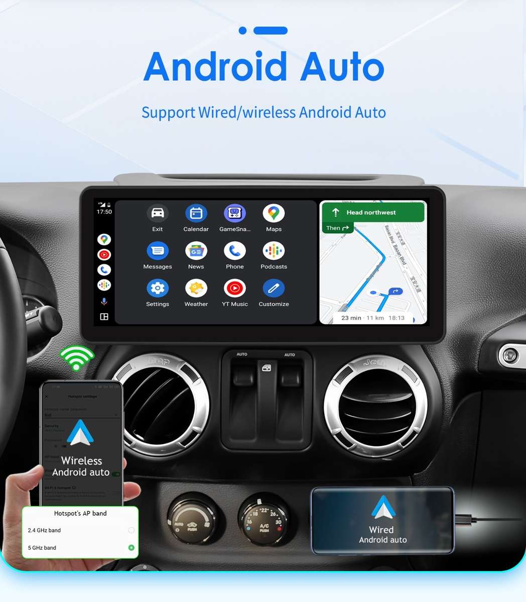 12.3" Android 13 Car Play Radio Stereo GPS 8Core For Jeep Wrangler JK 2011-2018
