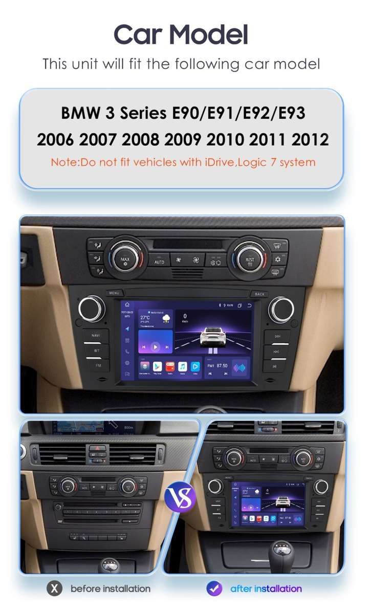 Android12 Car GPS Navi Radio RDS CarPlay Stereo for BMW 3 Series E90 E91 E92 E93