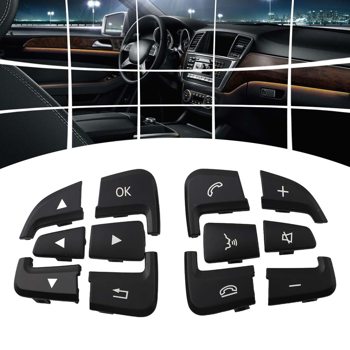 Pair Car Steering Wheel Switch Button Cover For Mercedes For Benz W176 W166,W292