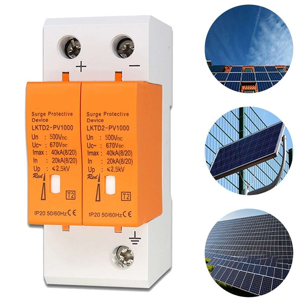 Effective Surge Protector For Solar Panels 2P DC500V 40KA DIN Rail Installation