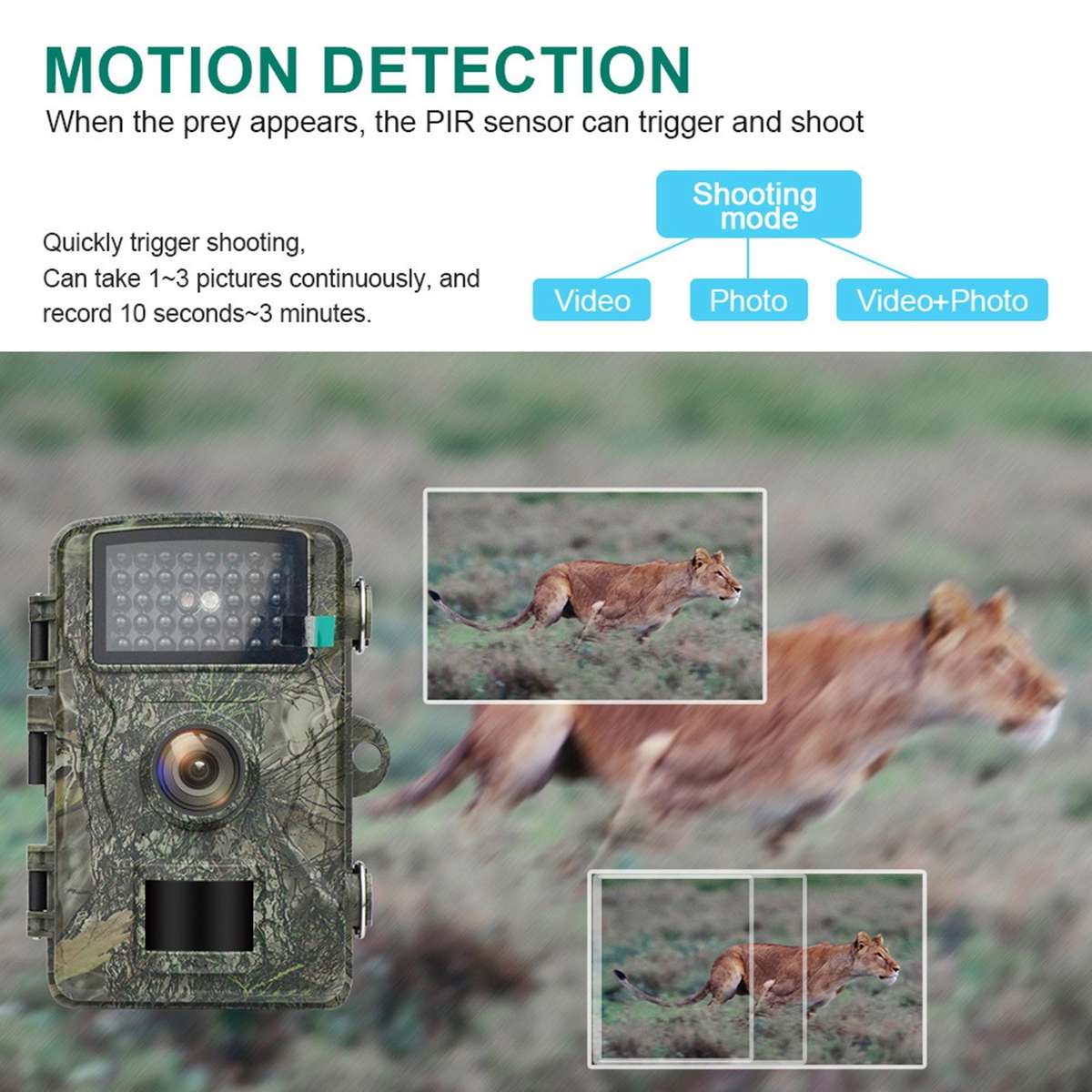 High Resolution Hunting Trail Camera 16MP Fast Trigger Speed Waterproof