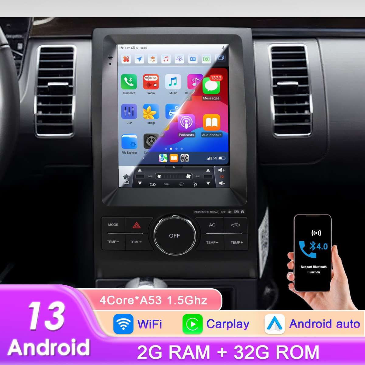 9.7" Screen Carplay For Ford Taurus 2010-2019 GPS Navi Android 14 Car Radio 32GB