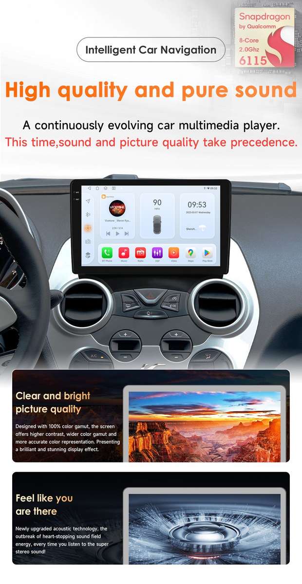 8-Core For Ford Ka 2008-2014 Android14 Car Stereo GPS Navi Radio DSP CarPlay SWC