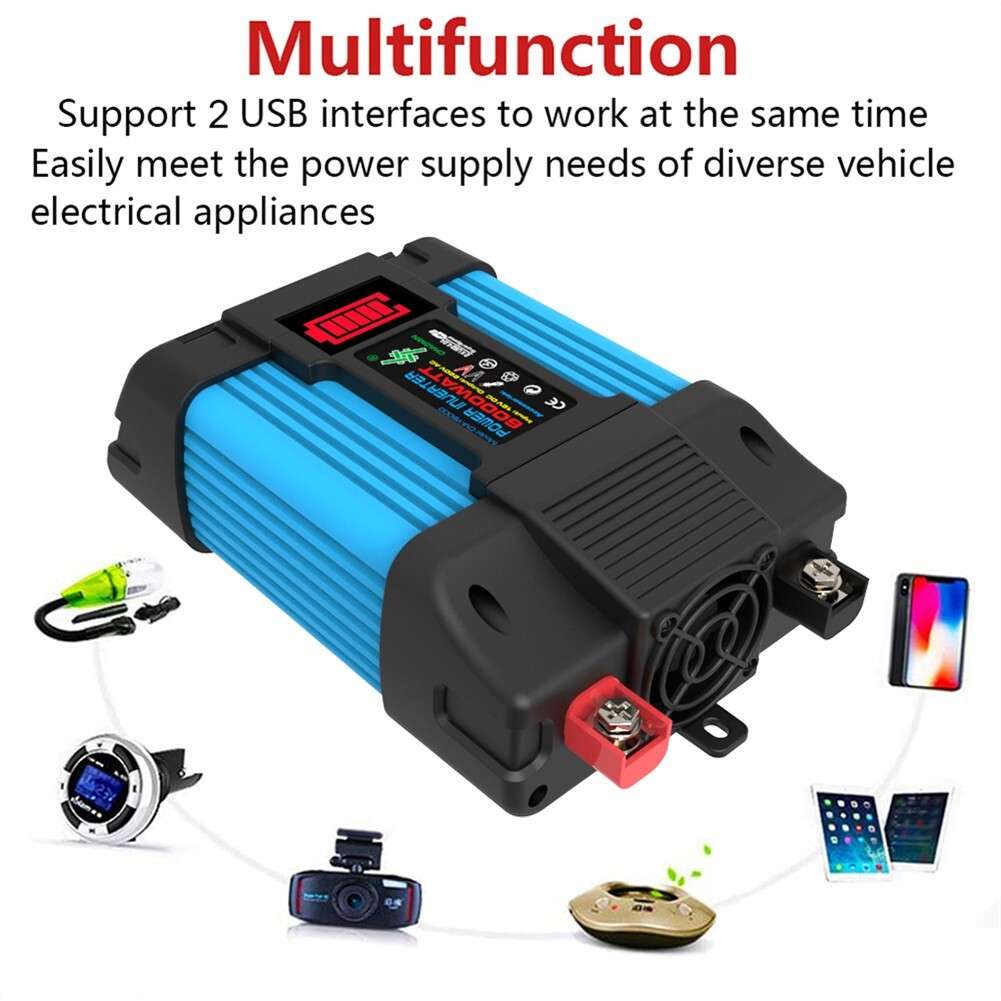 4000W Car Power Inverter DC12V To AC220V Pure Sine/Wave 2USB LCD Display