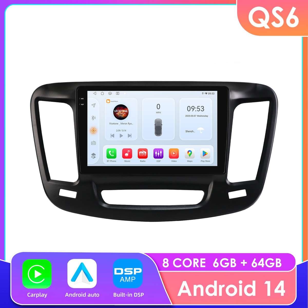 Android 14 8Core For Chrysler 200 200C 2015-2019 CarPlay Car Radio Stereo 6+64GB