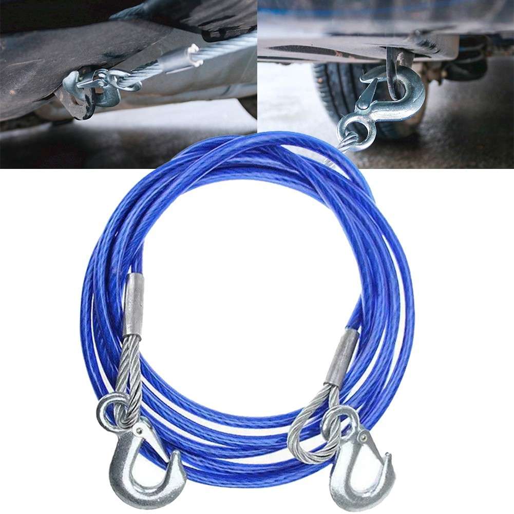 Rubber Coated Tow Recovery Hook Rope 5 Ton 4Meter Heavy Duty Steel Wire Cable