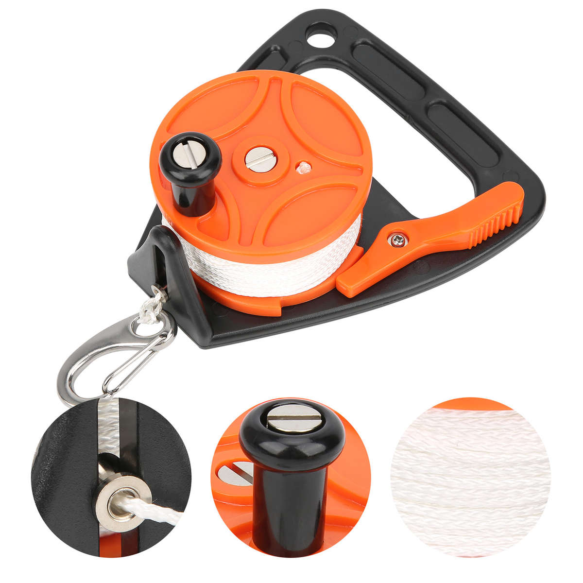(orange)150ft Diving Line Reel Diving Equipment With Handle Card Position CW