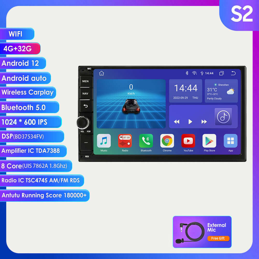 CarPlay 7"Android 12 8Core Double DIN Car GPS Stereo WiFi DSP Player AM FM 4+32G
