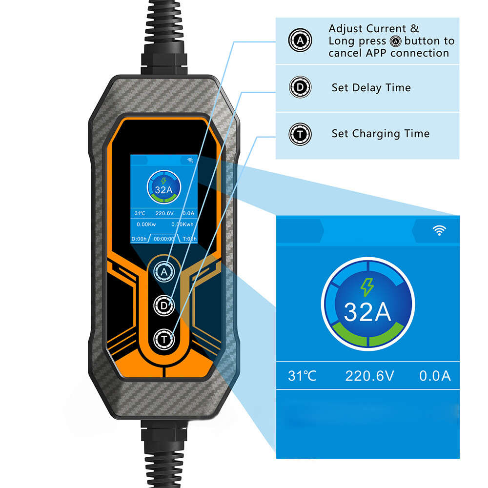 J1772 Fast Electric Car Charger CEE 32A 16ft APP 7KW Portable EV Charging Cable