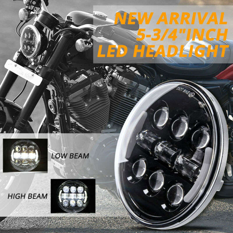 for Harley Sportster XL 883 1200 Dyna Black 5-3/4" 5.75 LED Headlight High Low