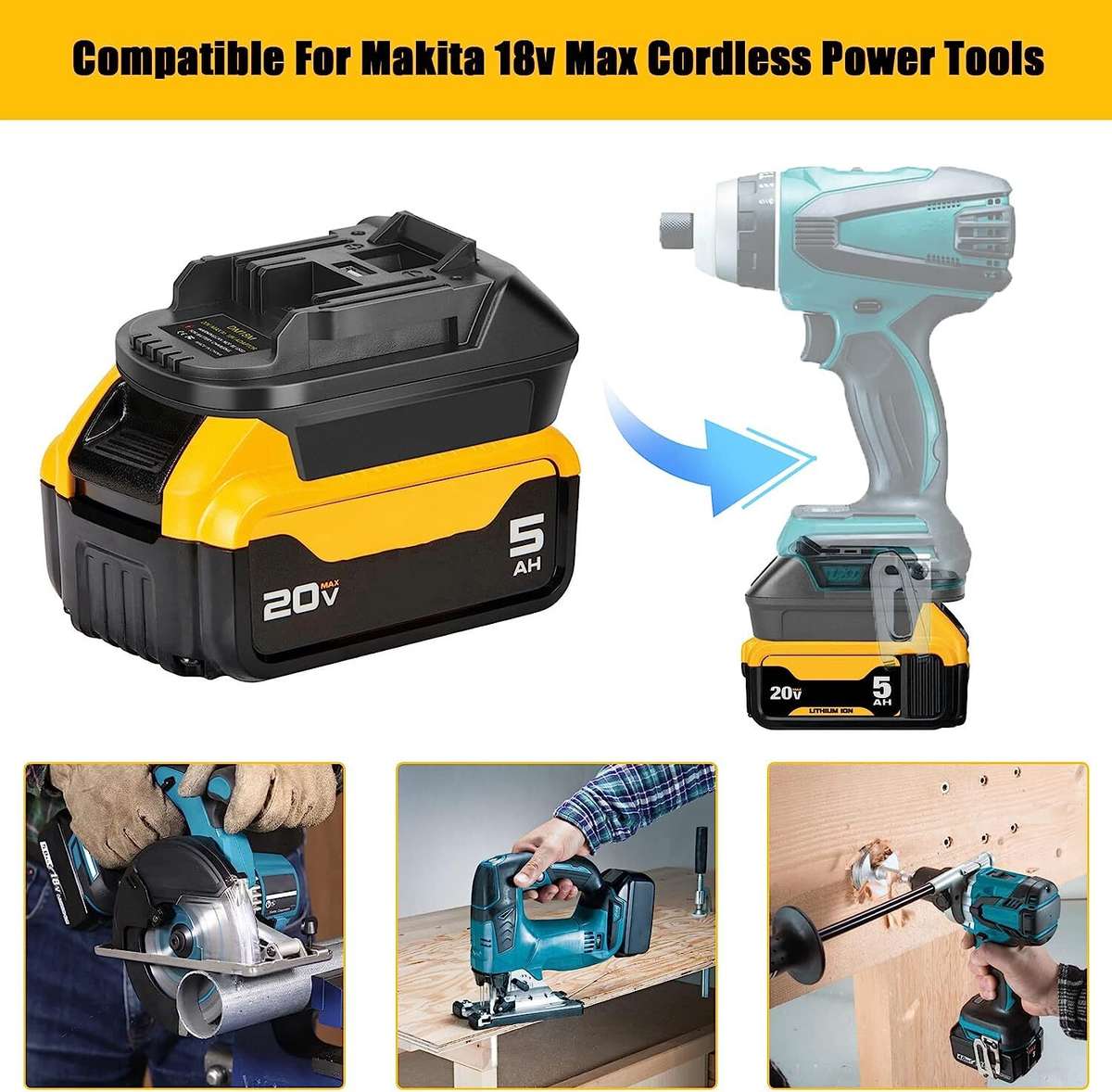 Adapter For Milwaukee For Dewalt 18V Li-ion Battery Convert for Makita 18V Tools