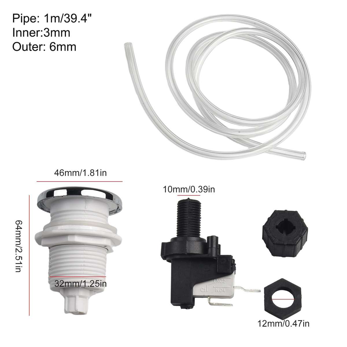 Replace On Off Push Button Switch Jetted Jet Bath Spa Hose Air Pool Part