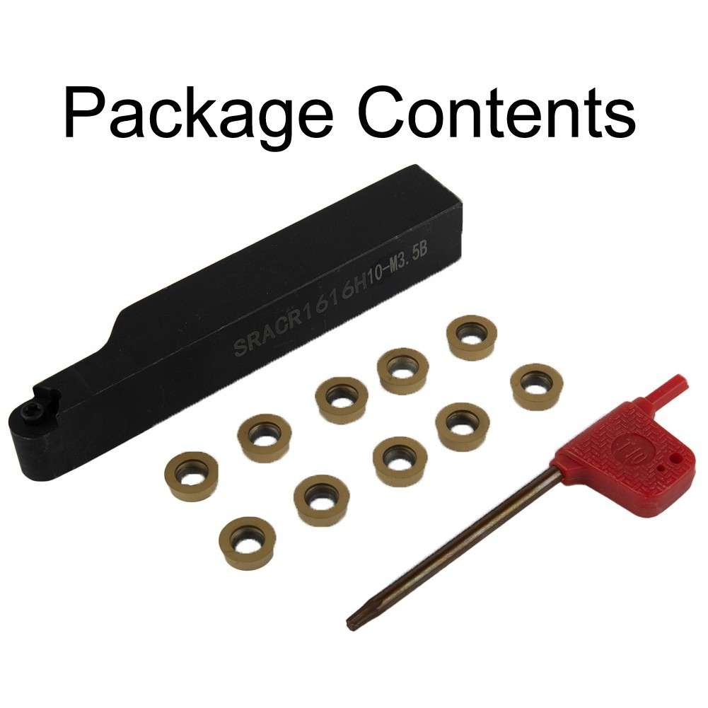5/8 SRACR1616H10 Lathe External Turning Tool Holder +RCMT10T3MO Inserts,R5-Rou