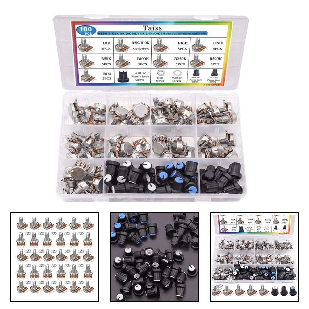 High Quality 100PCS Rotary Potentiometer Assortment Kit For Audio Applications