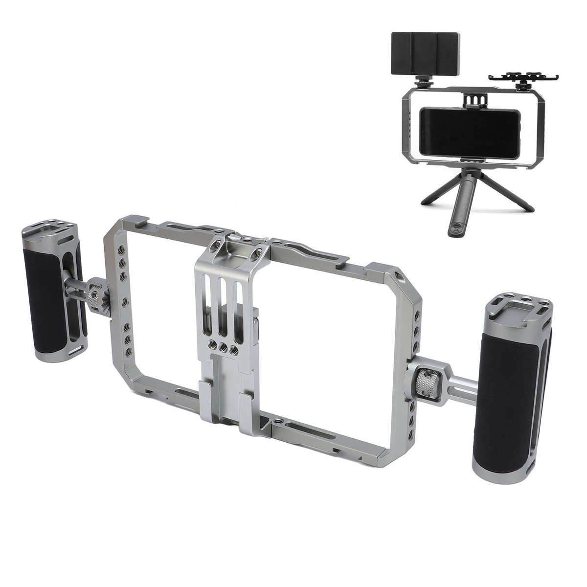 Smartphone Video Rig Kit Anti Shake Silicone Handles Handheld Phone Cage Kit