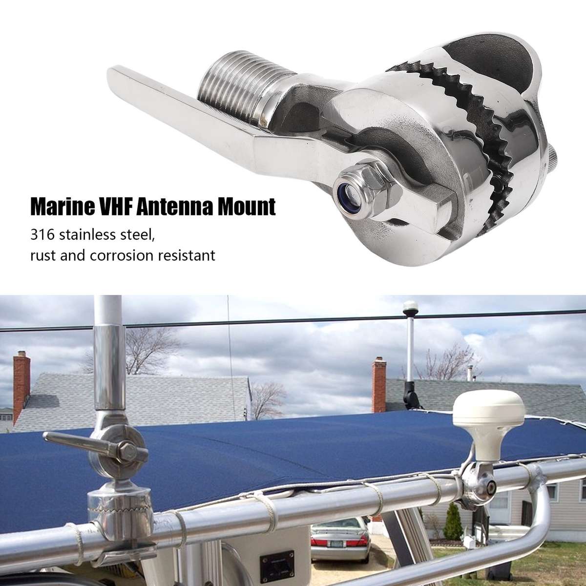Marine VHF Antenna Mount 316 Stainless Steel Adjustable Ratchet Mount For 7/ CHW