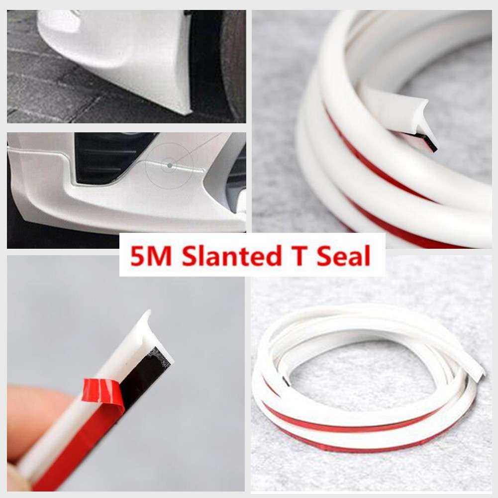 5M Slanted T-Type Car Rubber Sealing Strip Trim For Bumper-Lip Side Skirt