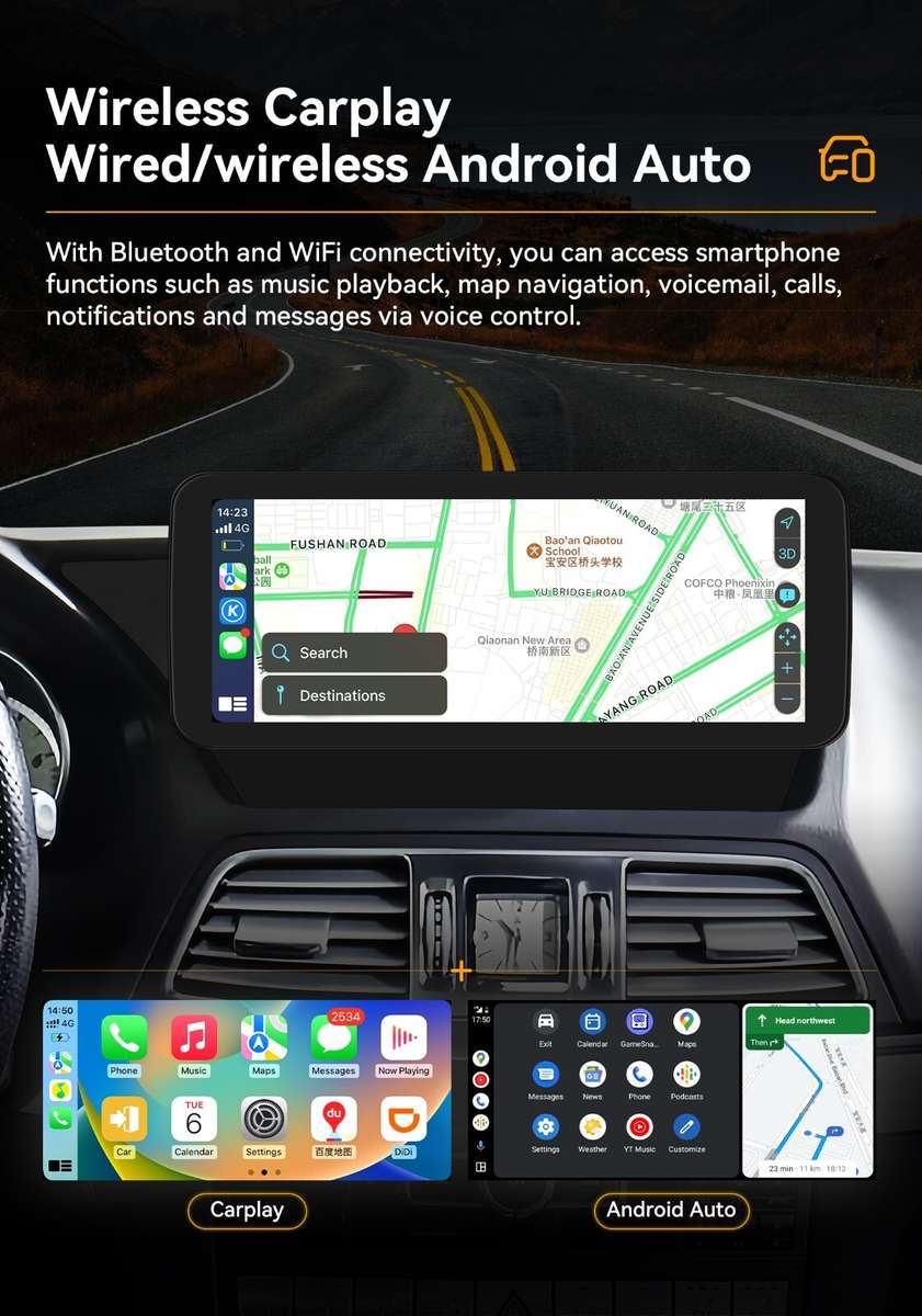 10.25'' Screen Android14 CarPlay Radio GPS For Benz E coupe C207 A207 2+32GB CAM