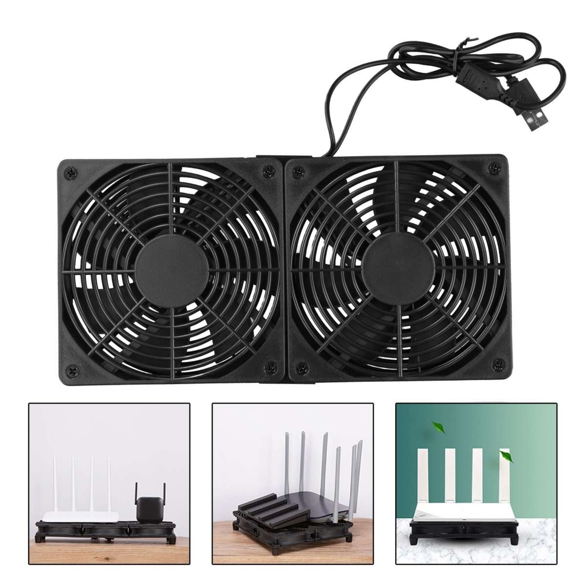 Space Saving Cooling Solution 5V USB Powered Dual Fan For PCs And Game Consoles