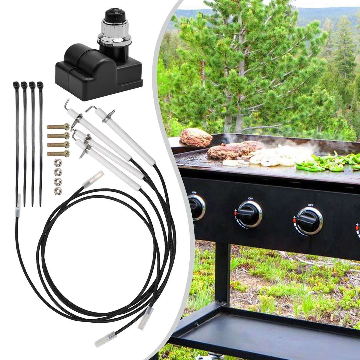 For 36 Inch Griddle Grill for IGNITION Kit Push Button Electronic-Bat