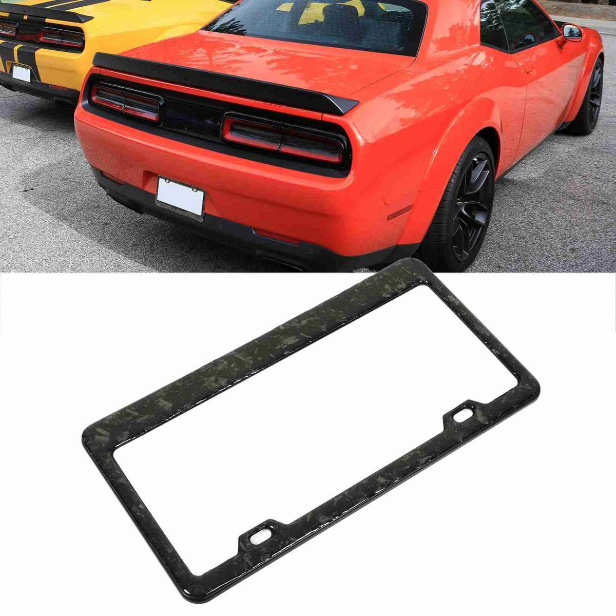 License Plate Frame Bright Forged Carbon Fiber Style Smooth Clear Texture Fo CHW