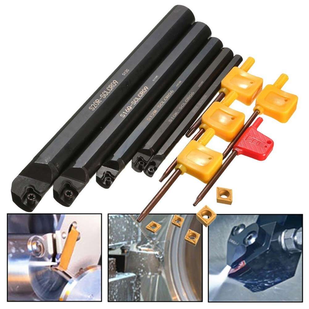 5x/set 7/10/12/16/20mm SCLCR09 Turning Tool Boring-Bar Holder Insert For CCMT