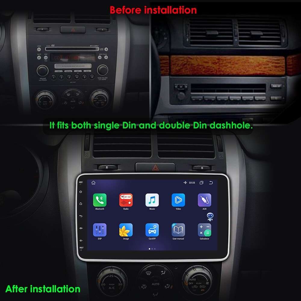 4+64GB 10.1" Rotatable Android 12 Carplay Single DIN Car Stereo Radio GPS DSP AI