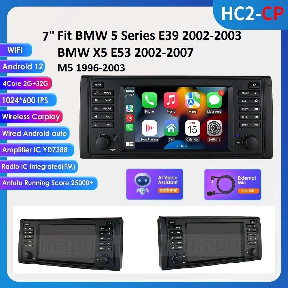 7" For BMW E39 E53 X5 GPS Navi Android 12 Car Stereo Radio Head Unit CarPlay BT