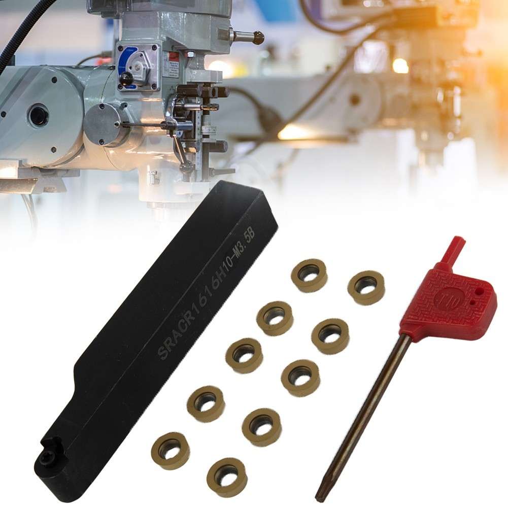 5/8 SRACR1616H10 Lathe External Turning Tool Holder +RCMT10T3MO Inserts,R5-Rou