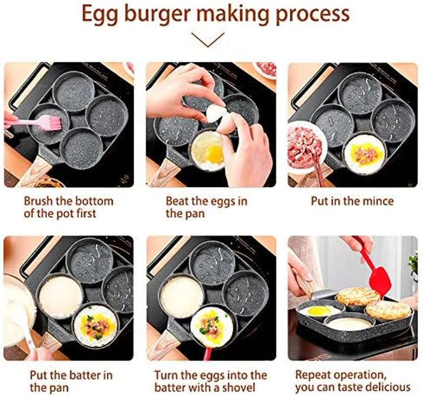 4-Cup Egg Pan Non-stick Frying Pan Pancake Pan Skillet For Breakfast Fried Egg