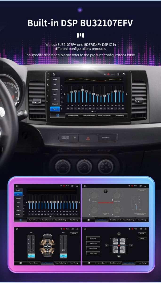 For Mitsubishi Lancer 2007-2015 Android 12 Car GPS Radio Stereo HeadUnit DSP 64G