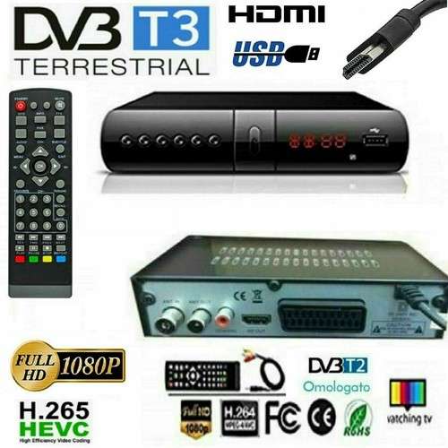 FREE TO AIR DECODER DVB-T2 T3 HD 1080P DIGITALE HDMI SCART MPEG4 JPEG USB REG. PVR