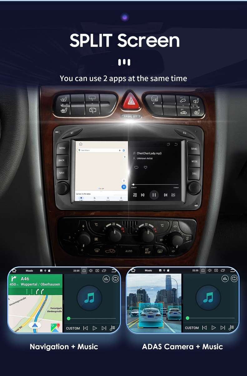 8Core 7"Android 13 Car Stereo CarPlay for Benz C/CLK/G Class W203 W209 W463 Vito