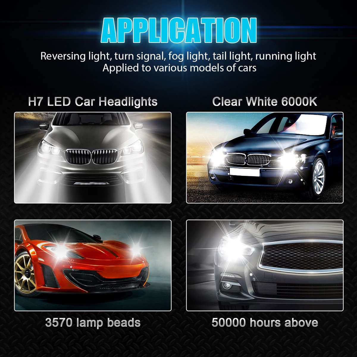 4x H7 LED Headlight Bulb Kit High Low Beam 220W 32000LM Super Bright 6000K White