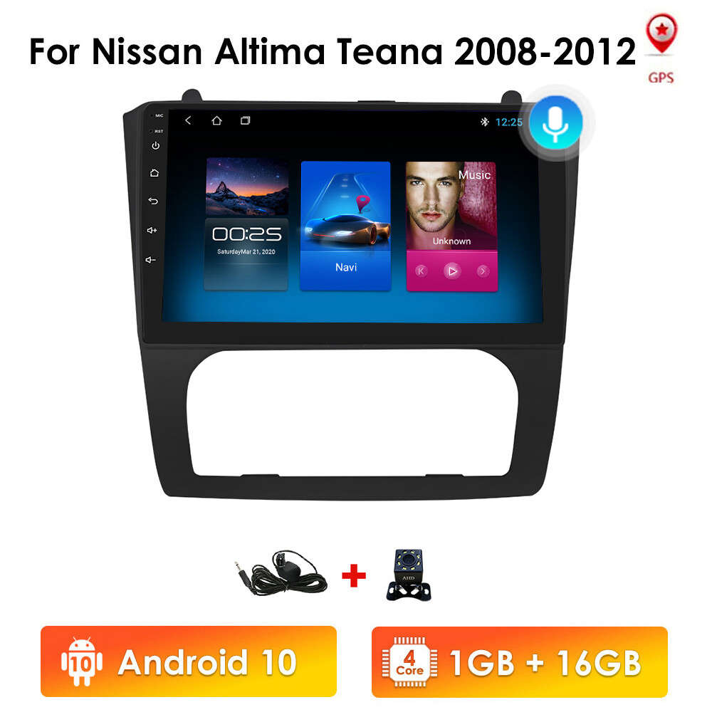 Camera+9" GPS Car Radio Android 10 For Nissan Altima Teana 2008-2012 Auto A/C BT