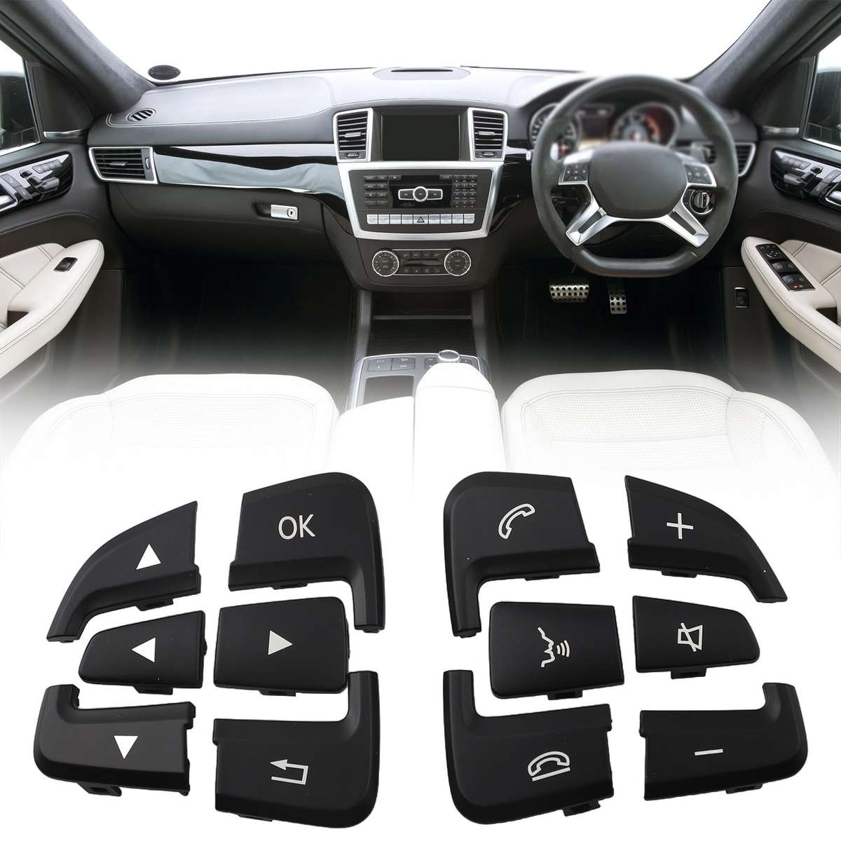 Pair Car Steering Wheel Switch Button Cover For Mercedes For Benz W176 W166,W292