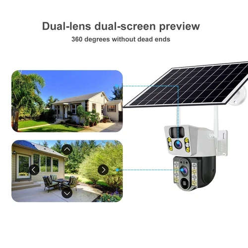 V380 Pro Solar outdoor camera wireless dual lens waterproof 4G 360 CCTV camera